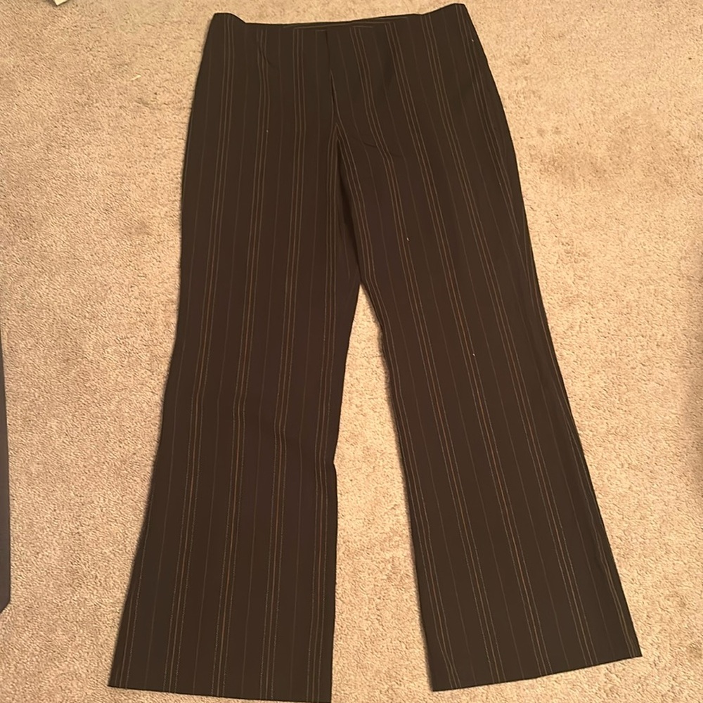 Byerwear woman’s dress pants. Black.  Size 15. White and salmon embroidery.